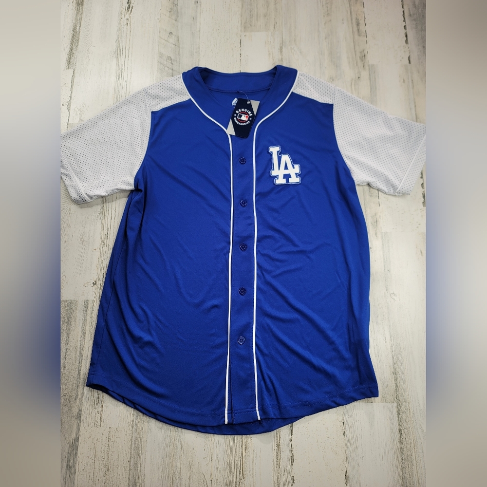 Majestic Los Angeles Dodgers Mesh Sleeve Sewn Logo Baseball Jersey Men's Size L